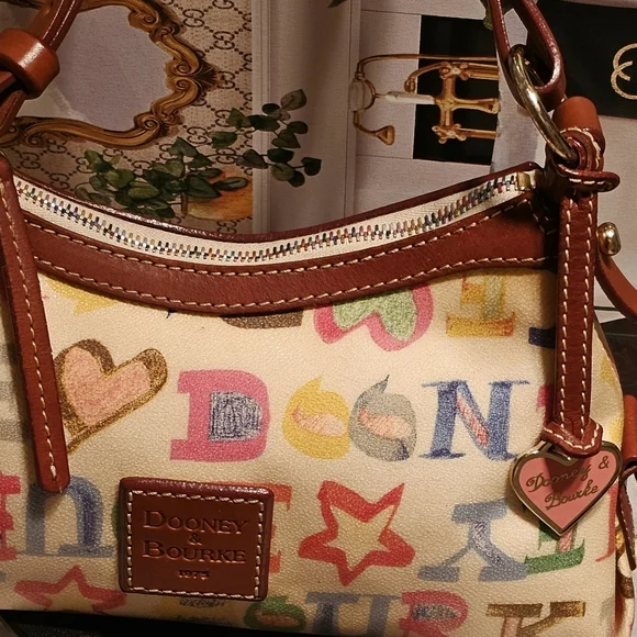 Dooney& Bourke Y2K RainbowZipper Doodle Graffiti Shoulder Bag
